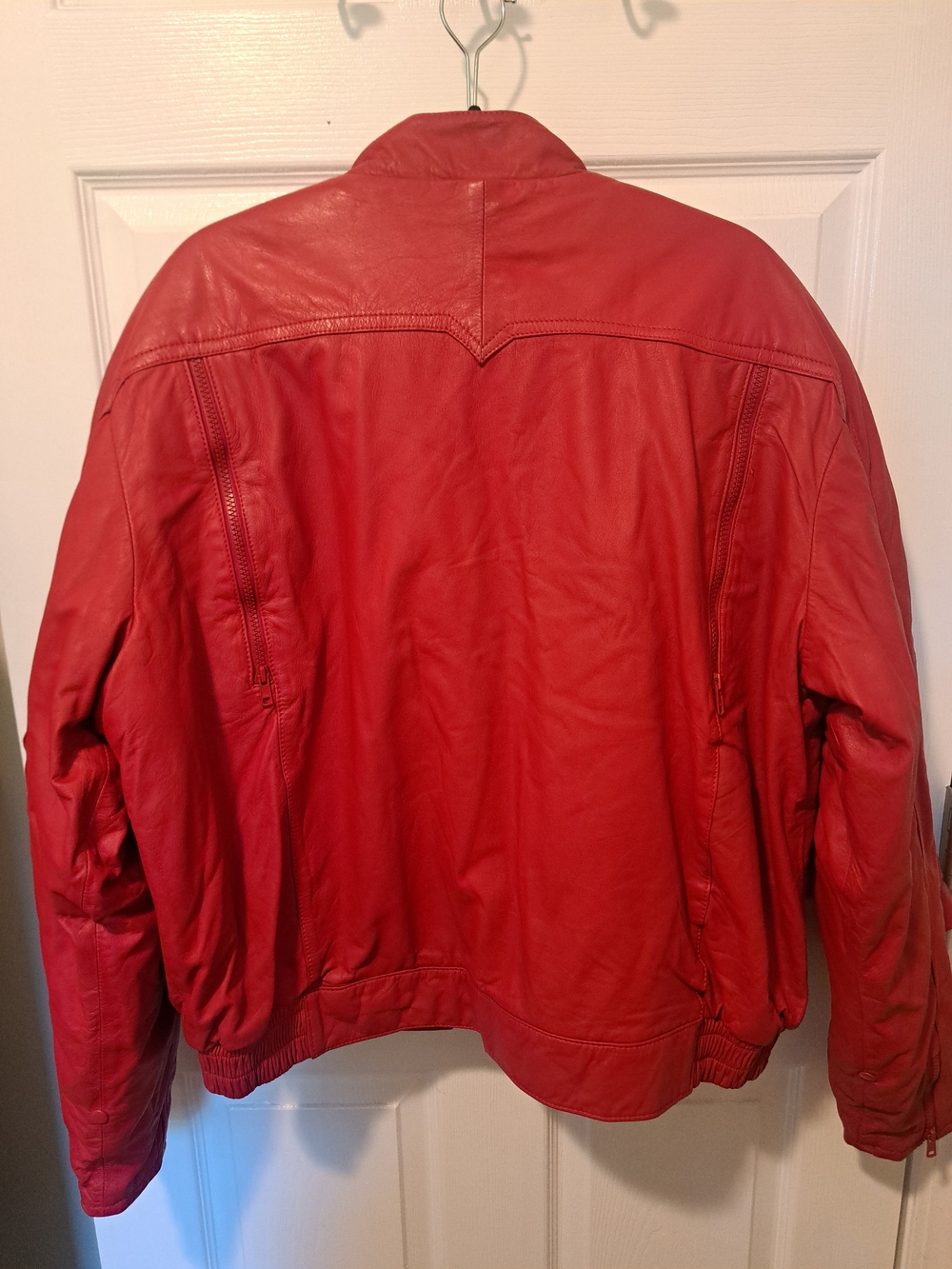 Red Leather Zip-Front Jacket - Picture 5 of 7